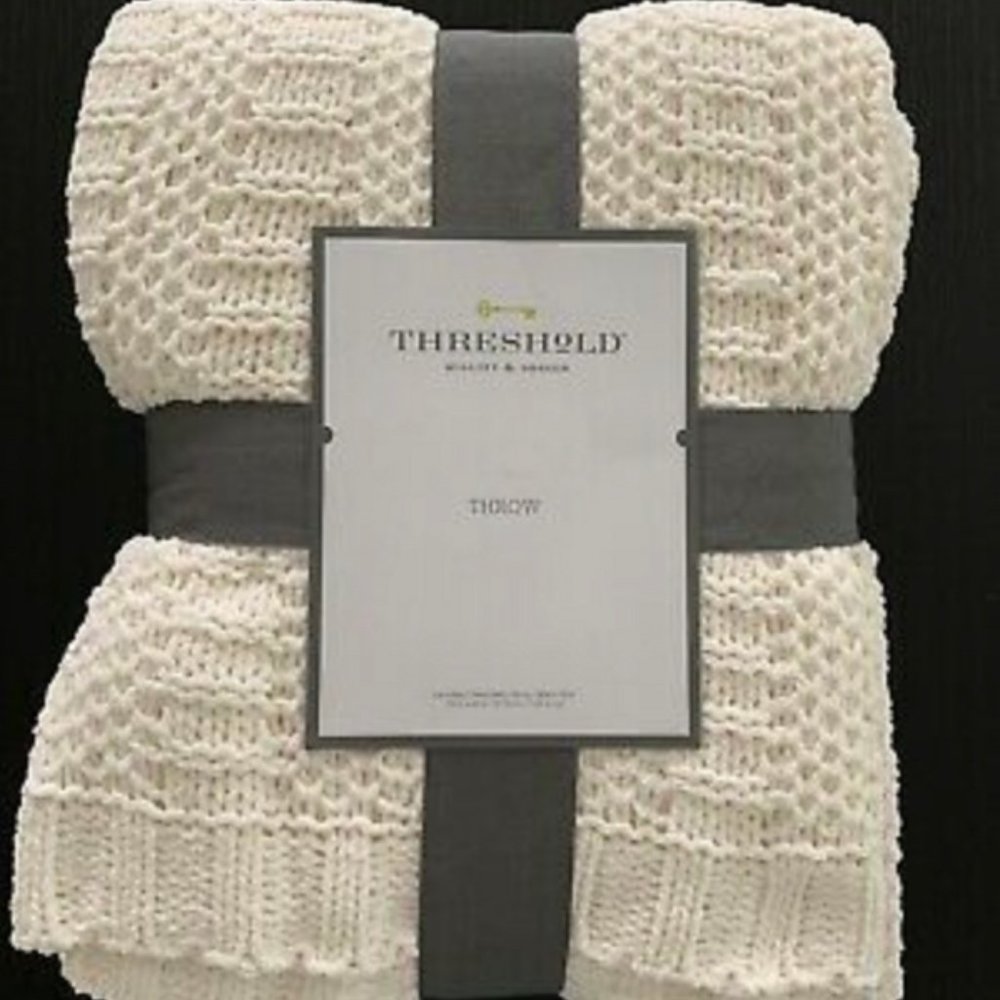 Striped Chenille Knit Throw Blanket